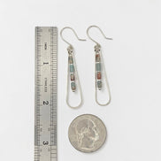 Bijou by SAM Open Sky teardrop earrings with Aqua Terra Jasper beads and silver hoops shown with a ruler and coin.