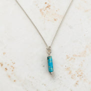 Bijou by SAM Mia necklace featuring a turquoise jasper cylinder pendant on a delicate sterling silver chain.