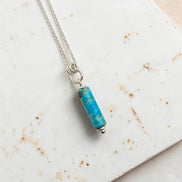 Bijou by SAM Mia necklace featuring a turquoise jasper cylinder bead on a delicate sterling silver chain.
