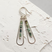 Bijou by SAM Mother Earth teardrop earrings featuring African Turquoise tube beads set in Argentium Sterling Silver.