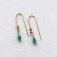 Bijou by SAM handcrafted 14k gold fill threader earrings featuring genuine teardrop turquoise gemstones