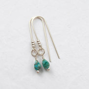 Bijou by SAM handcrafted sterling silver threader earrings featuring genuine teardrop turquoise gemstones.