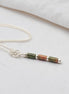 Bijou by SAM Forest Floor necklace featuring green and pink Unakite tube beads on an Argentium Sterling Silver chain.