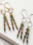 Bijou by SAM Forest Floor earrings featuring green and pink Unakite tube beads with gold and silver metal accents.