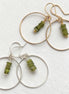 Bijou by SAM handmade hoop earrings featuring square-cut green Vesuvianite stones in gold fill and sterling silver.