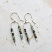 Bijou by SAM handcrafted wishbone earrings featuring African Turquoise tube stones on sterling silver wire