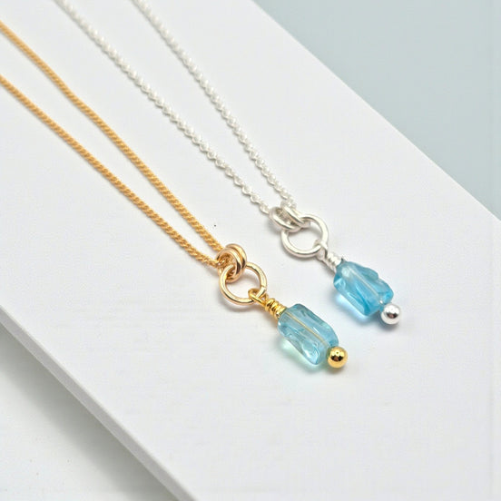 Blue Apatite Necklace - silver or Gold Necklace Bijou by SAM Gold Fill