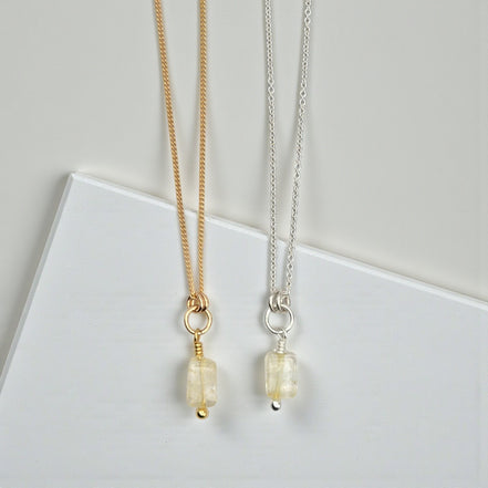 Citrine Necklace - Silver or Gold Necklace Bijou by SAM