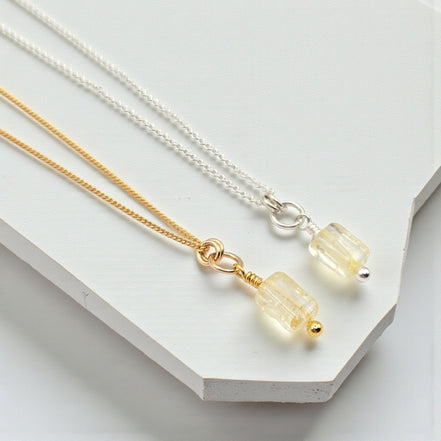 Citrine Necklace - Silver or Gold Necklace Bijou by SAM Gold Fill