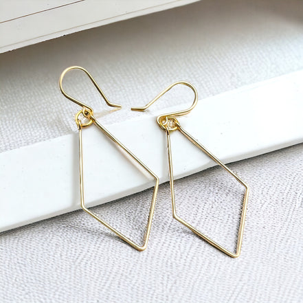 True - Gold Trapezoid Hoop Earrings Earrings Bijou by SAM   