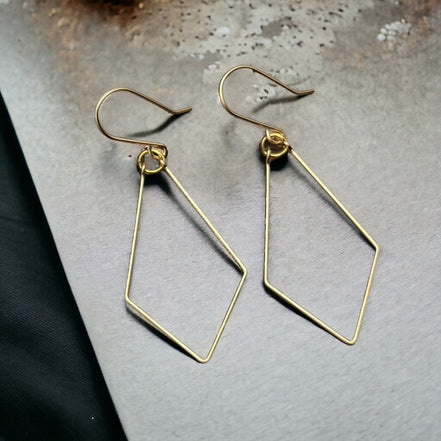 True - Gold Trapezoid Hoop Earrings Earrings Bijou by SAM   