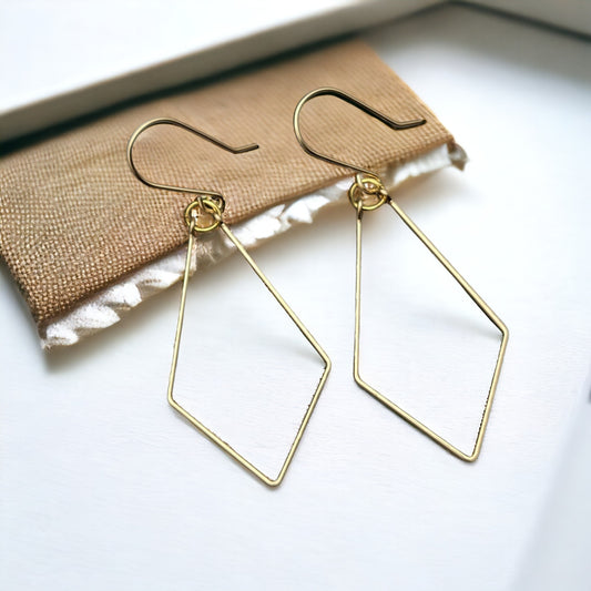 True - Gold Trapezoid Hoop Earrings Earrings Bijou by SAM   