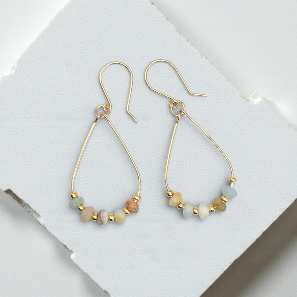 Lane - Gold & Amazonite Earrings Bijou by SAM