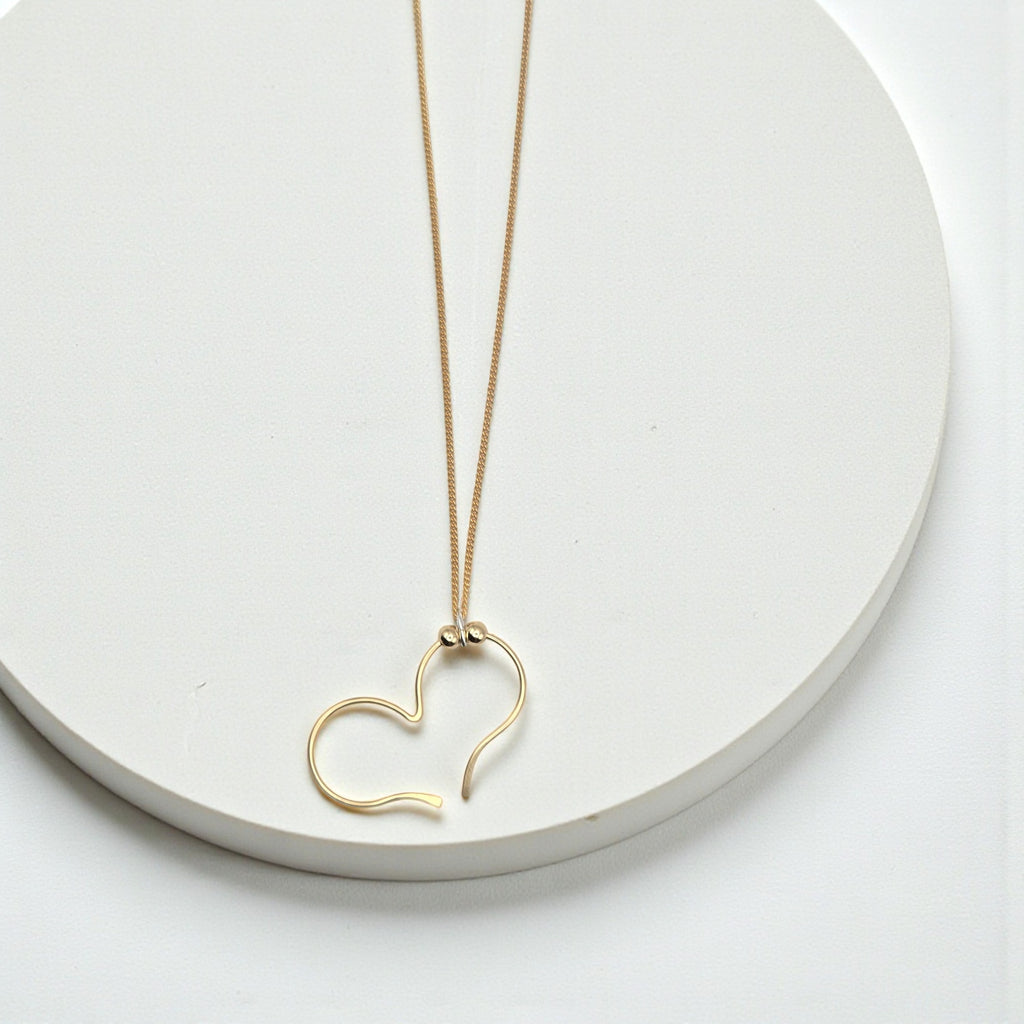 Open Heart Necklace - Gold Chain & Pendant Necklace Bijou by SAM