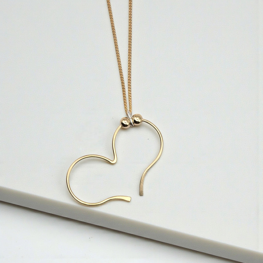 Open Heart Necklace - Gold Chain & Pendant Necklace Bijou by SAM