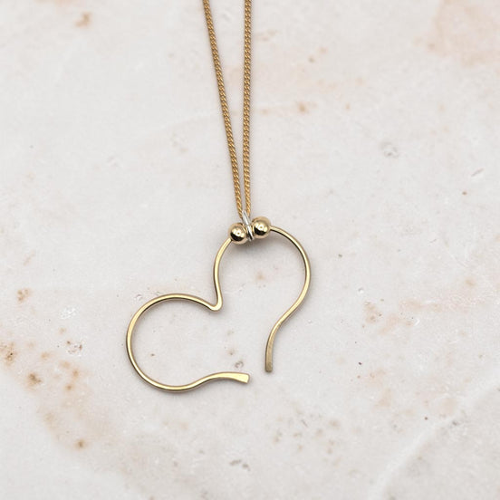 Open Heart Necklace - Gold Chain & Pendant