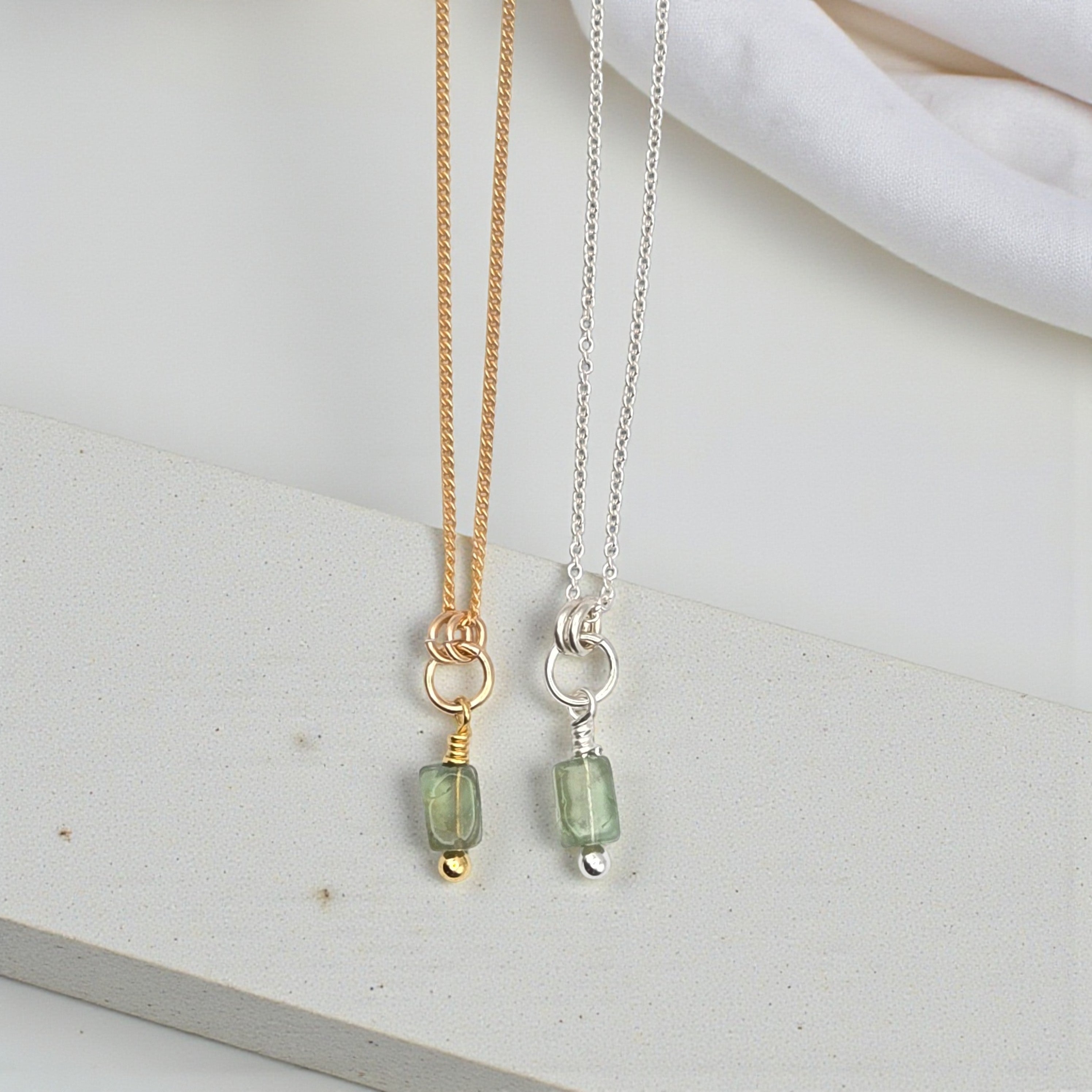 Green Apatite Necklace - Silver or Gold Necklace Bijou by SAM