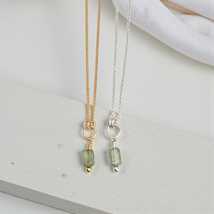 Green Apatite Necklace - Silver or Gold Necklace Bijou by SAM