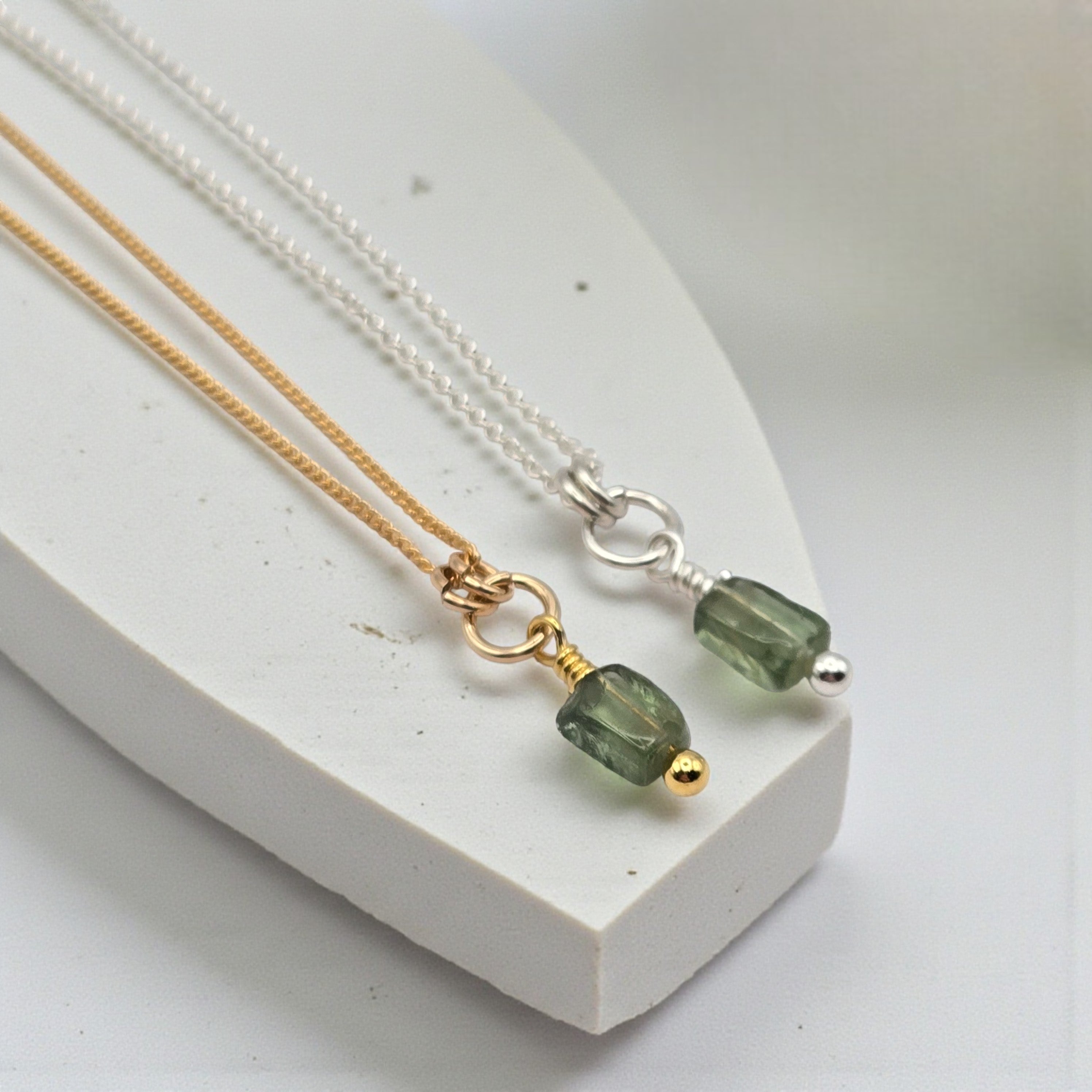 Green Apatite Necklace - Silver or Gold Necklace Bijou by SAM Gold Fill