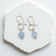 Coin - Gold and Aquamarine Dangle Earrings Earrings Bijou by SAM Gold Fill