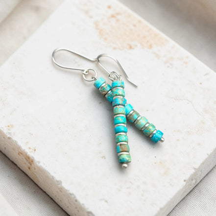 Vibrant Blue Turquoise Dangle Boho Earrings