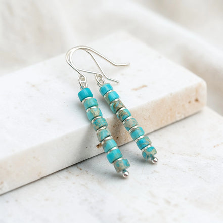 Vibrant Blue Turquoise Dangle Boho Earrings