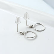 Handmade Sterling Silver Hoop Stud Earrings: Hammered Circle Studs Bijou by SAM