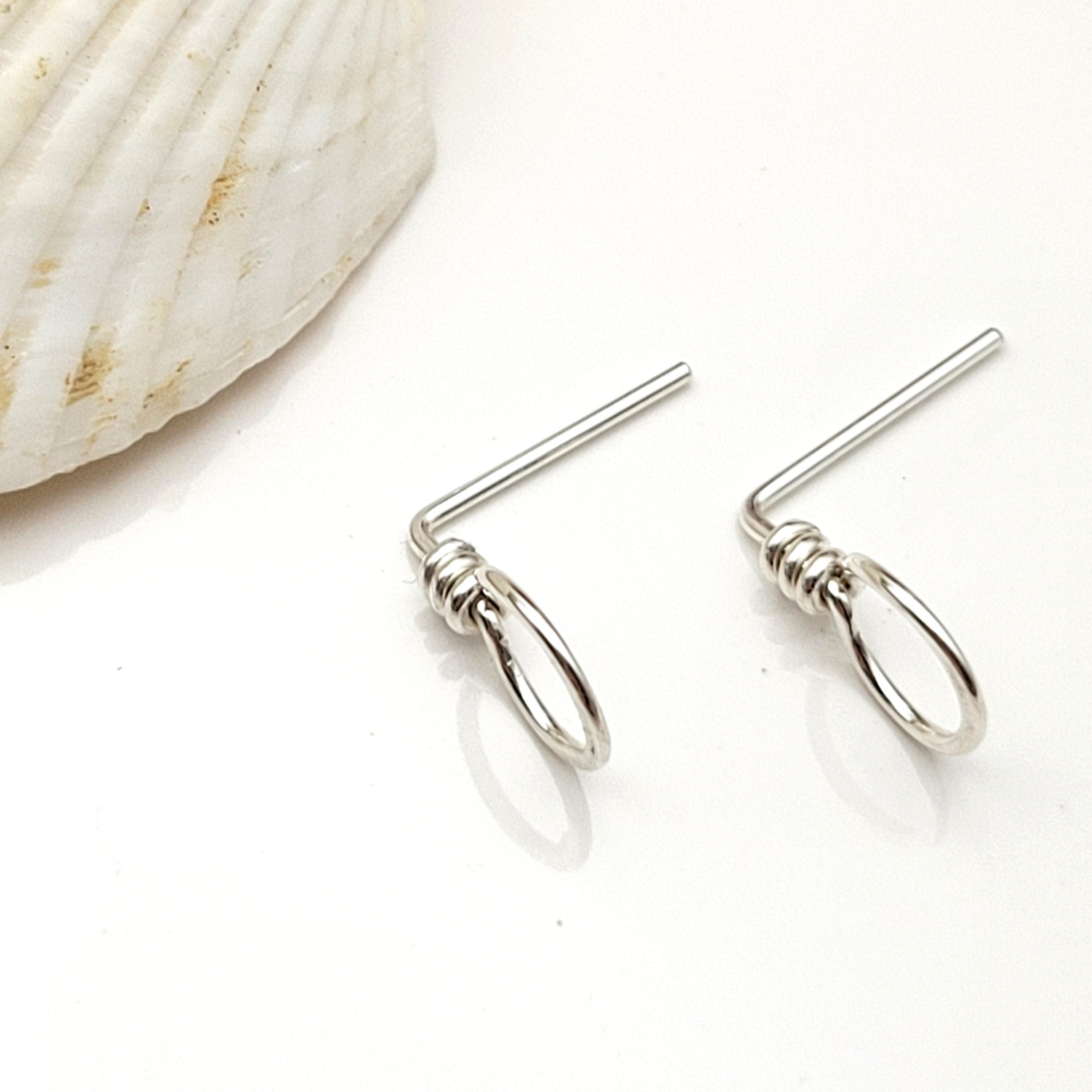 Handmade Sterling Silver Hoop Stud Earrings: Hammered Circle Studs Bijou by SAM