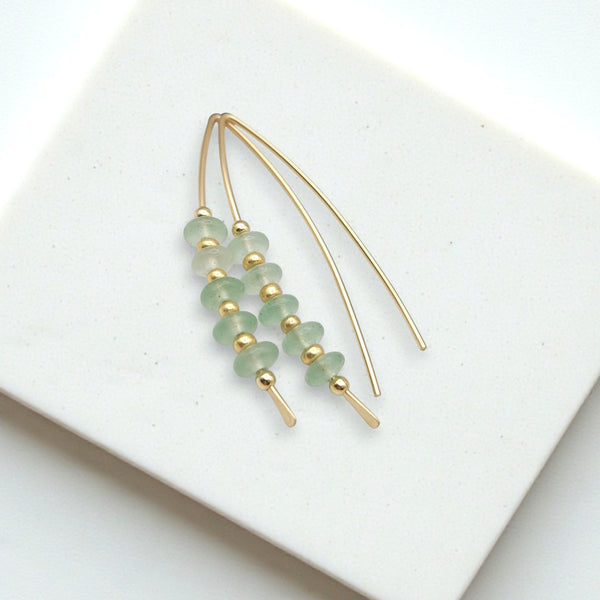 Wish - Gold & Green Aventurine Earrings Bijou by SAM