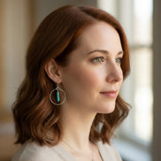 Mystique - Silver Hoop Earrings with Turquoise