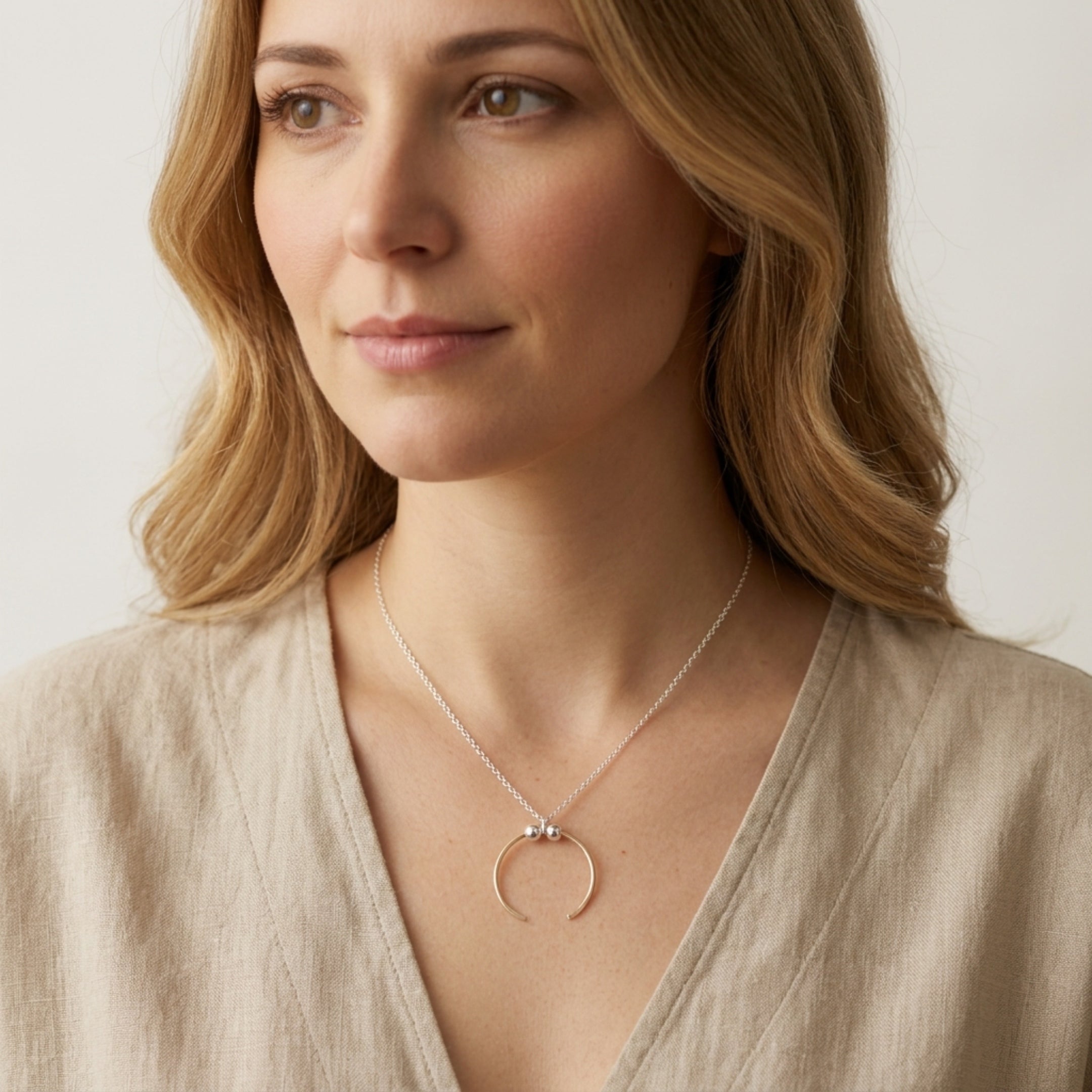 Necklace - Silver with Gold Pendant
