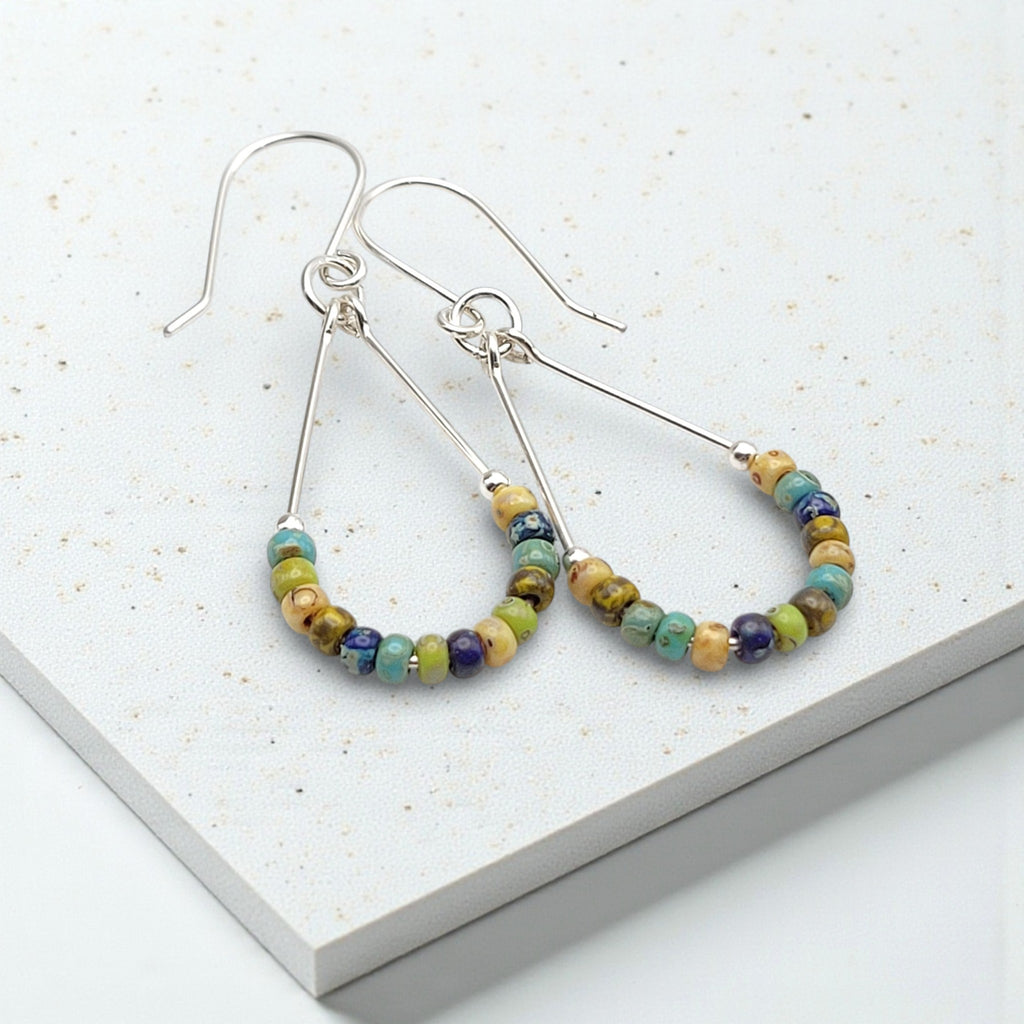 Lane - Silver & Spring Colored Beads Earrings Bijou by SAM