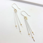 Stellar - Long Dangle Earrings Earrings Bijou by SAM Sterling Silver with Gold