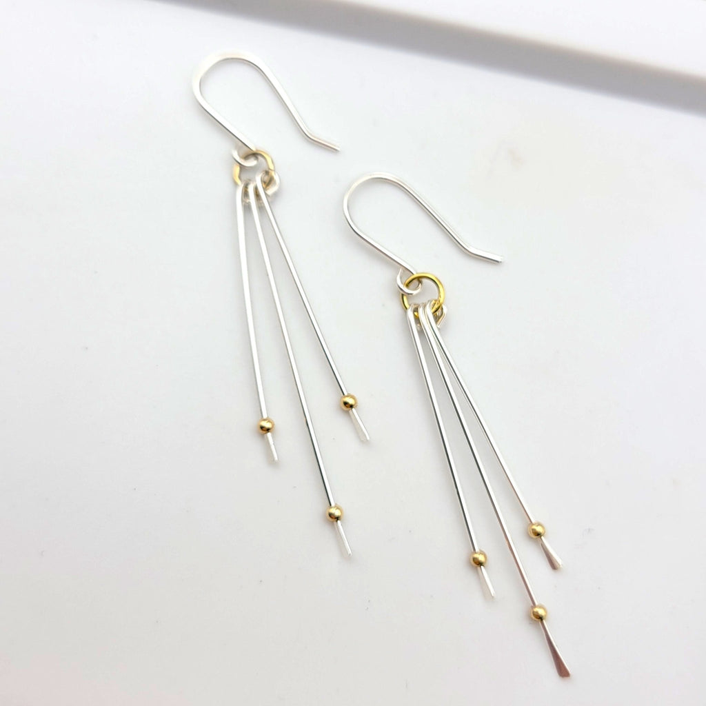 Stellar - Long Dangle Earrings Earrings Bijou by SAM Sterling Silver with Gold