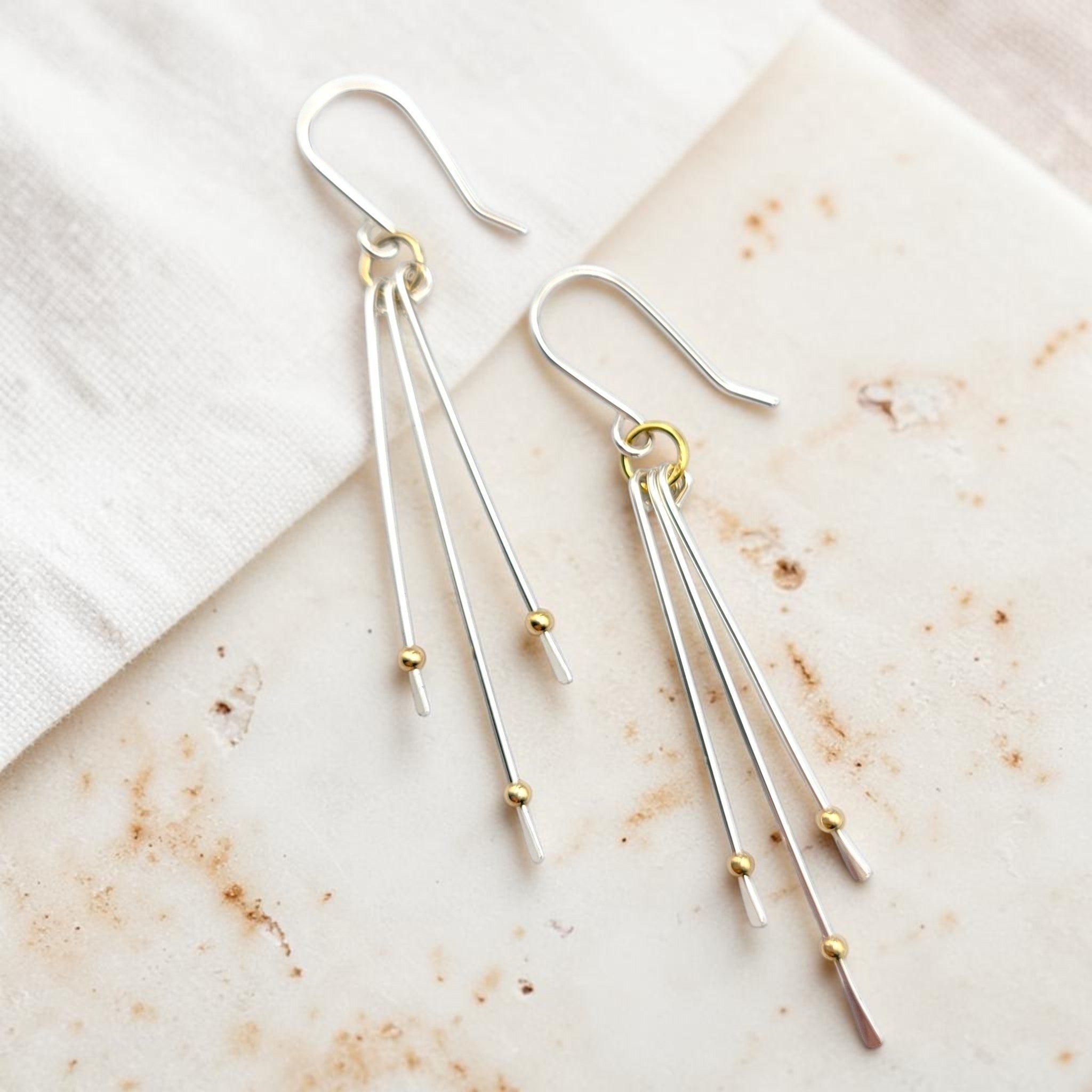 Stellar - Long Silver and Gold Earrings