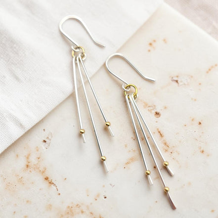 Stellar - Long Silver and Gold Earrings