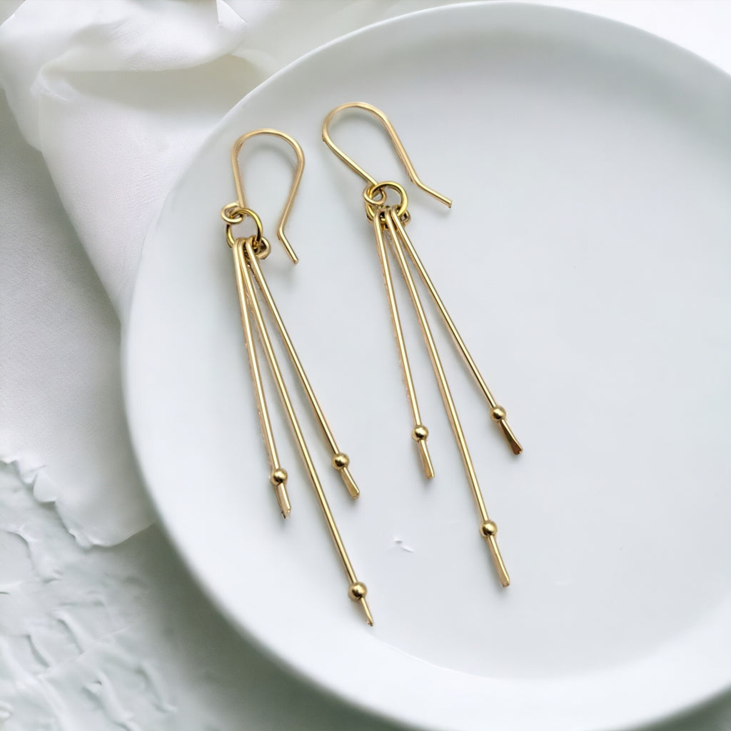 Stellar - Gold on Gold Long Earrings Earrings Bijou by SAM   