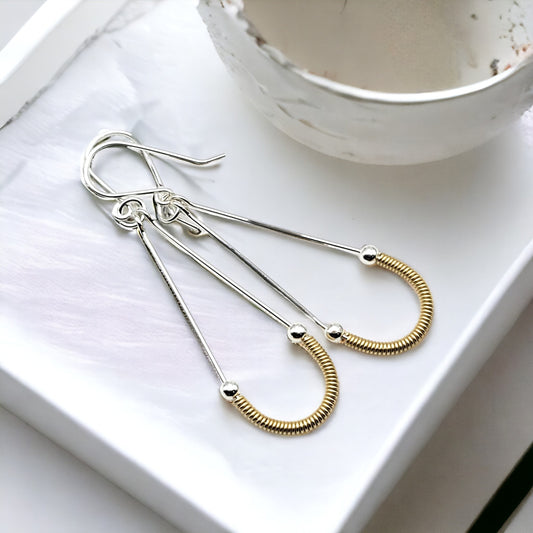 Harley - Silver & Gold Coil Hoops Earrings Bijou by SAM   