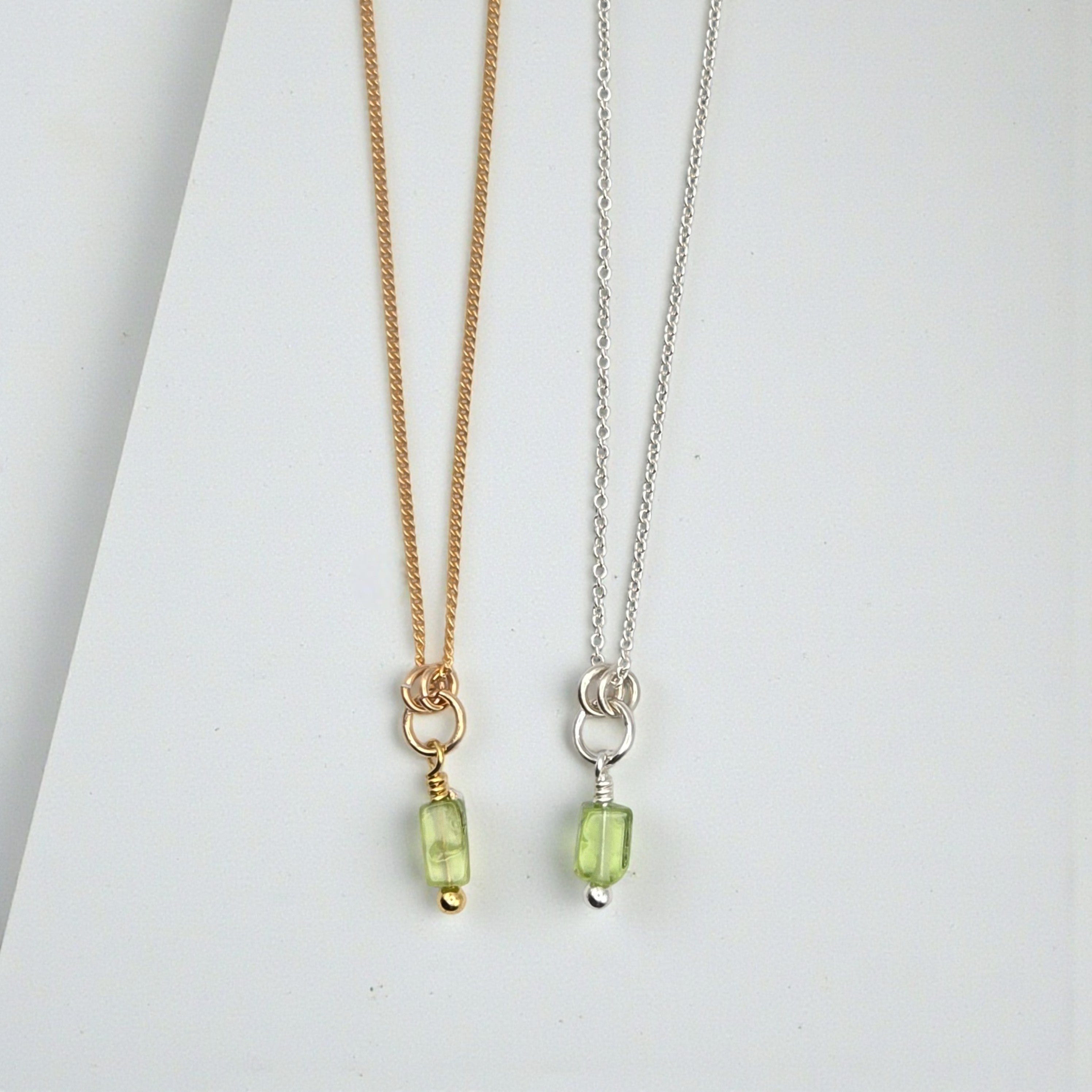 Petite Peridot Necklace - Silver or Gold Necklace Bijou by SAM