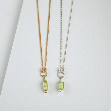 Petite Peridot Necklace - Silver or Gold Necklace Bijou by SAM