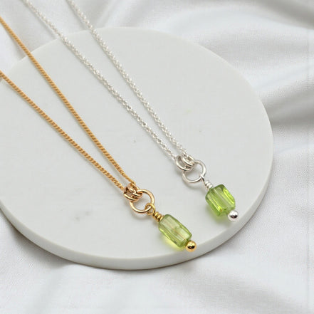 Petite Peridot Necklace - Silver or Gold Necklace Bijou by SAM Gold Fill