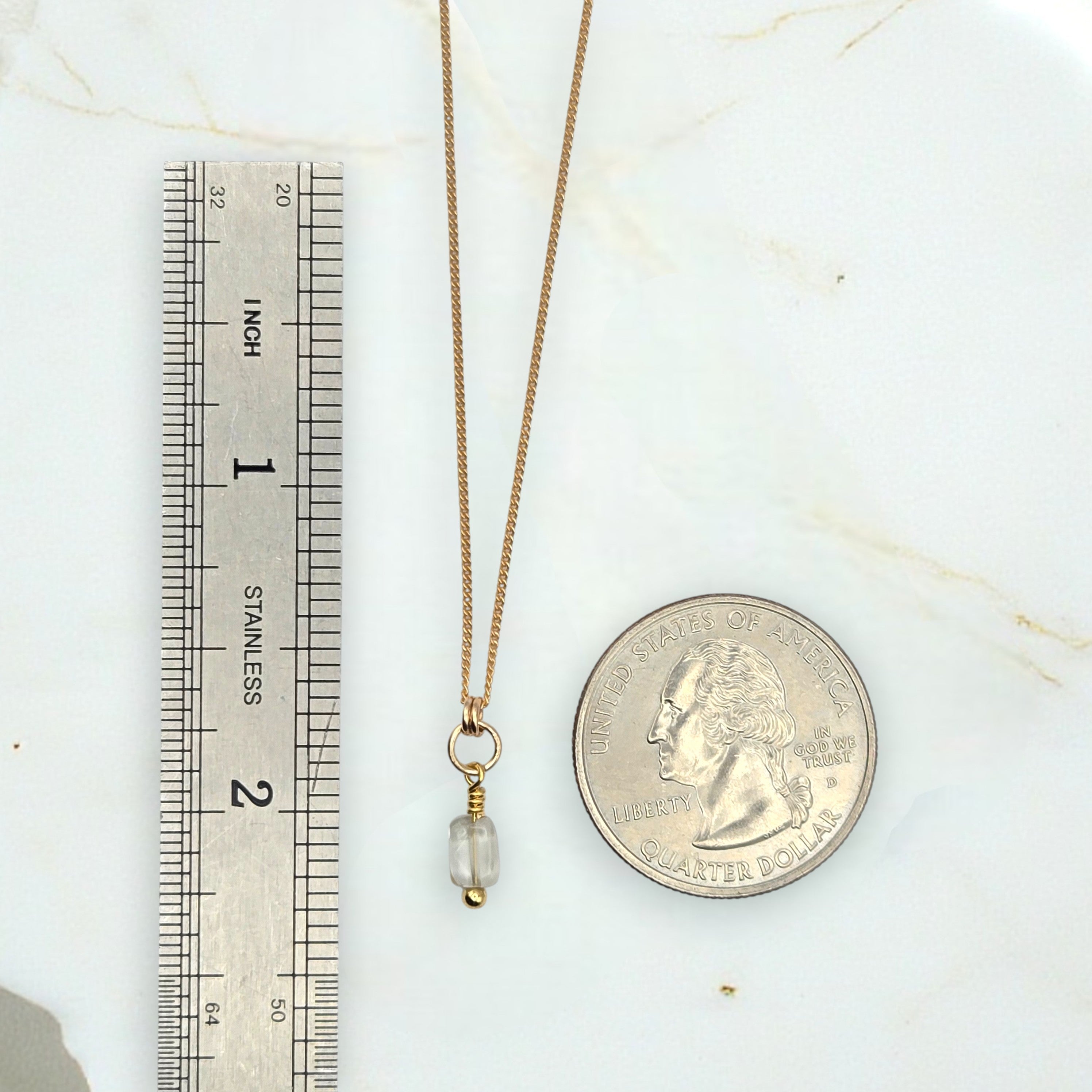 Tiny Prasiolite Necklace - Silver or Gold Necklace Bijou by SAM