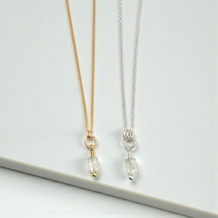 Tiny Prasiolite Necklace - Silver or Gold Necklace Bijou by SAM