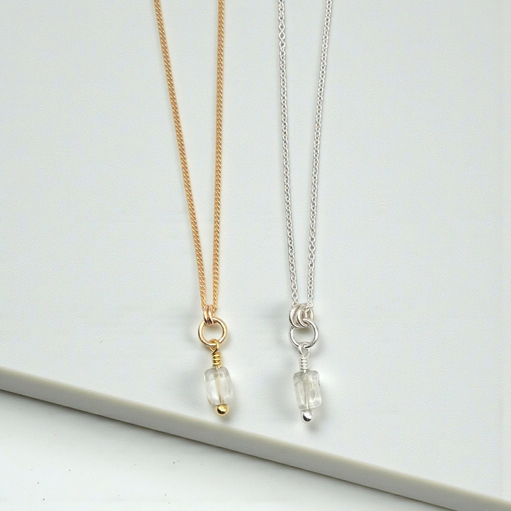 Tiny Prasiolite Necklace - Silver or Gold Necklace Bijou by SAM