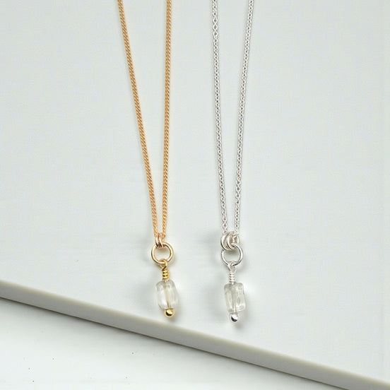 Tiny Prasiolite Necklace - Silver or Gold Necklace Bijou by SAM