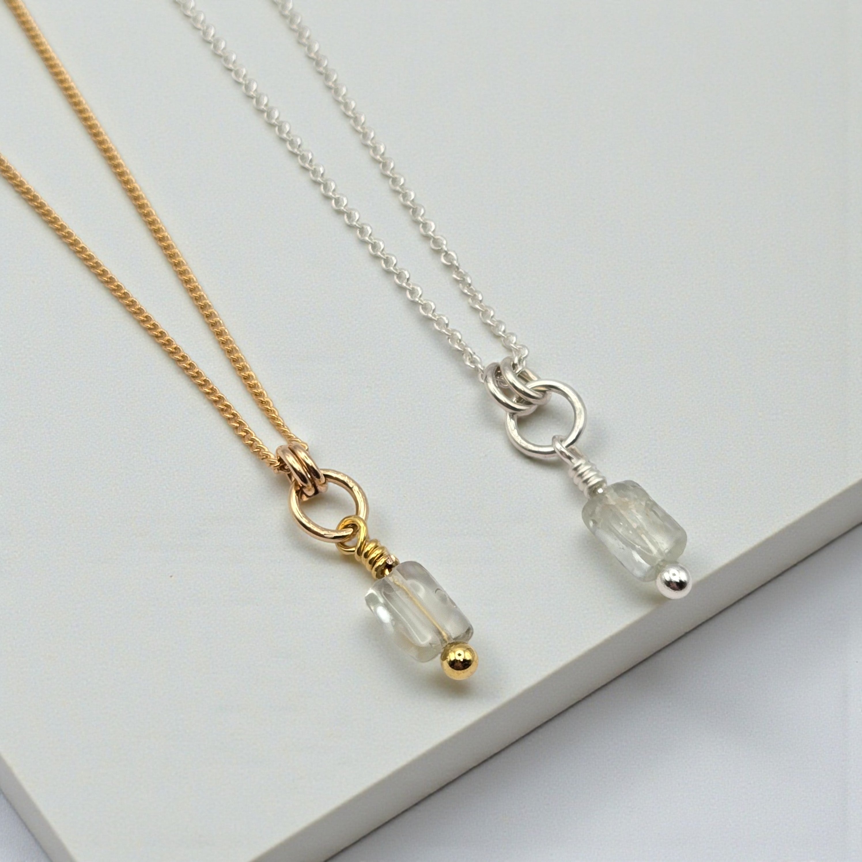 Tiny Prasiolite Necklace - Silver or Gold Necklace Bijou by SAM Gold Fill