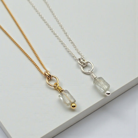 Tiny Prasiolite Necklace - Silver or Gold Necklace Bijou by SAM Gold Fill