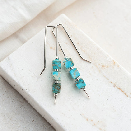 Cube - Turquoise & Silver Threaders