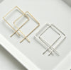 True - Gold or Silver Square Threader Hoops Earrings Bijou by SAM