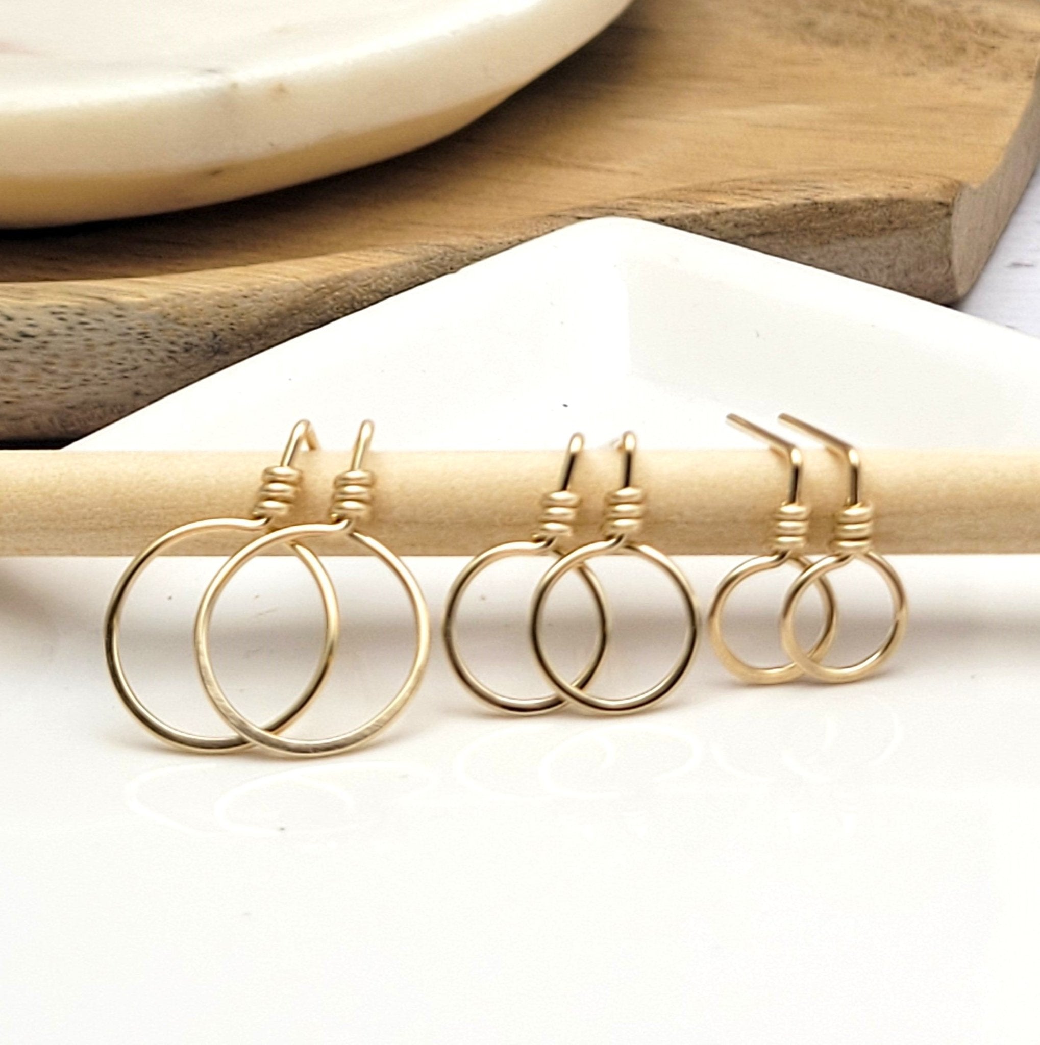 Aiden - Small Gold Circle Studs Earrings Bijou by SAM